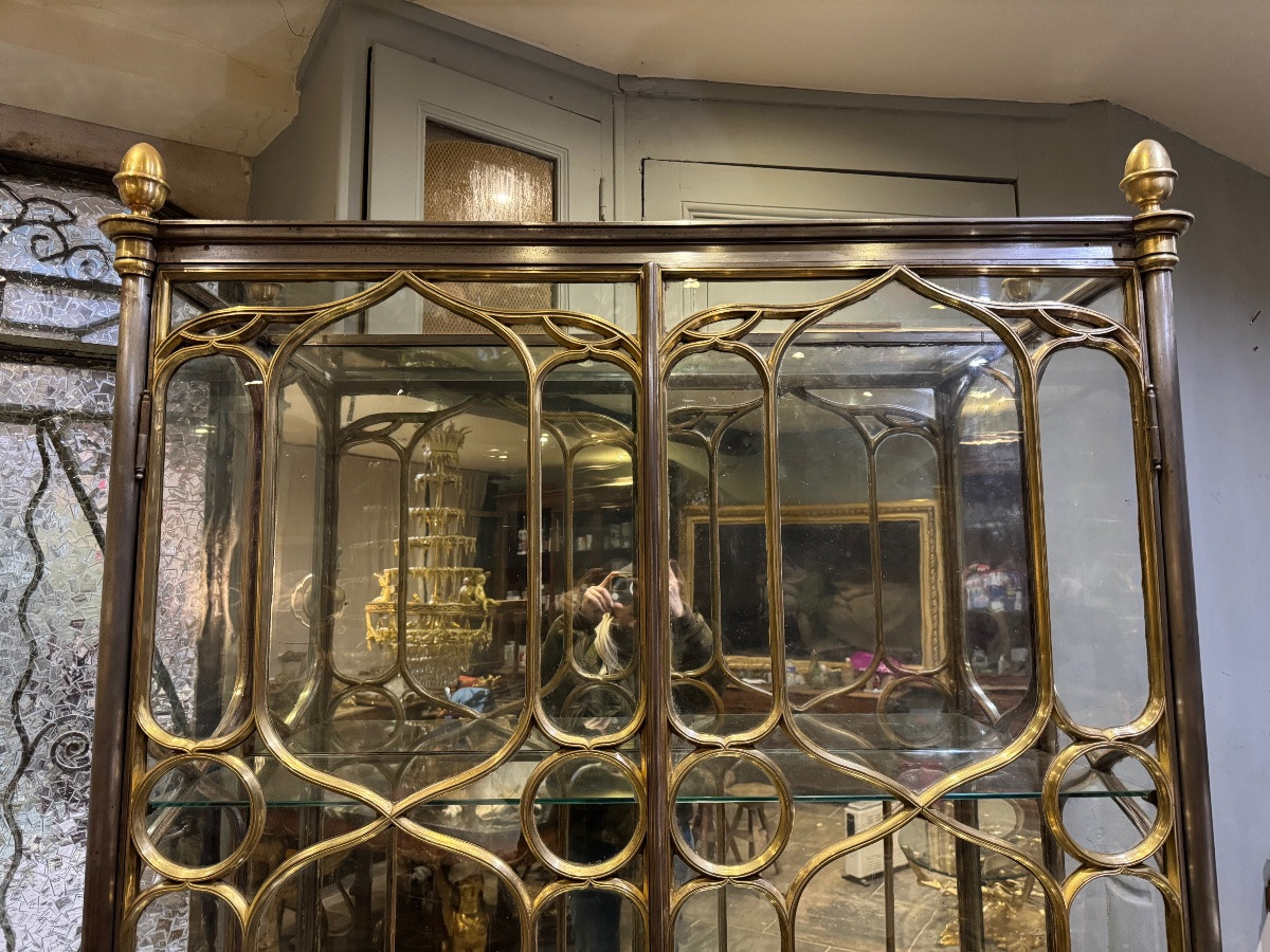 19th Century Neo-gothic Style Brass And Steel Display Case -photo-7
