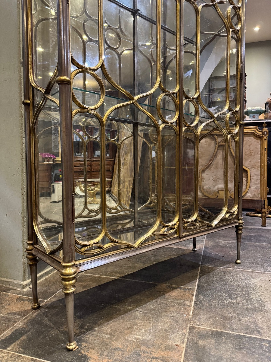 19th Century Neo-gothic Style Brass And Steel Display Case -photo-8