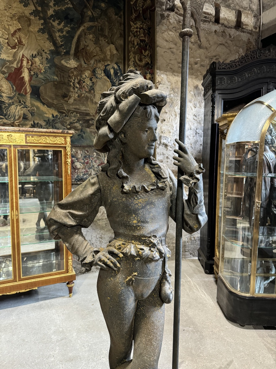 Paire d’hallebardiers en fonte signés de Édouard Houssin datés 1882-photo-5