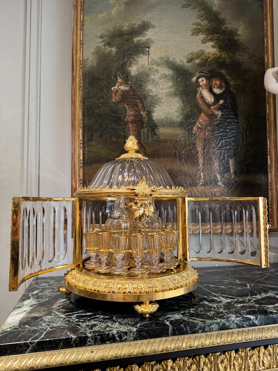 Cave à liqueur en cristal taillé attribuée à Baccarat -photo-2