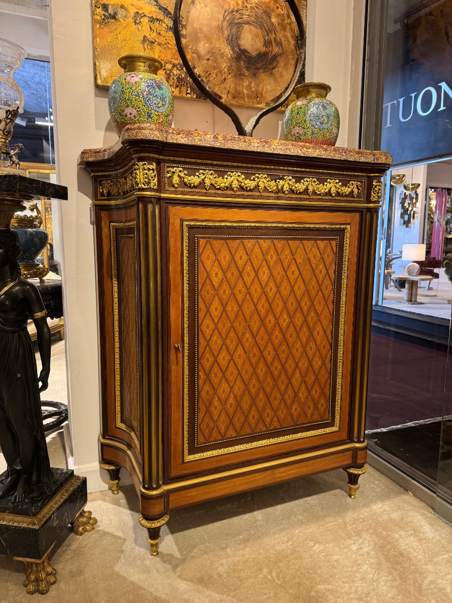 Marquetry Side Table Attributed To Guillaume Grohe