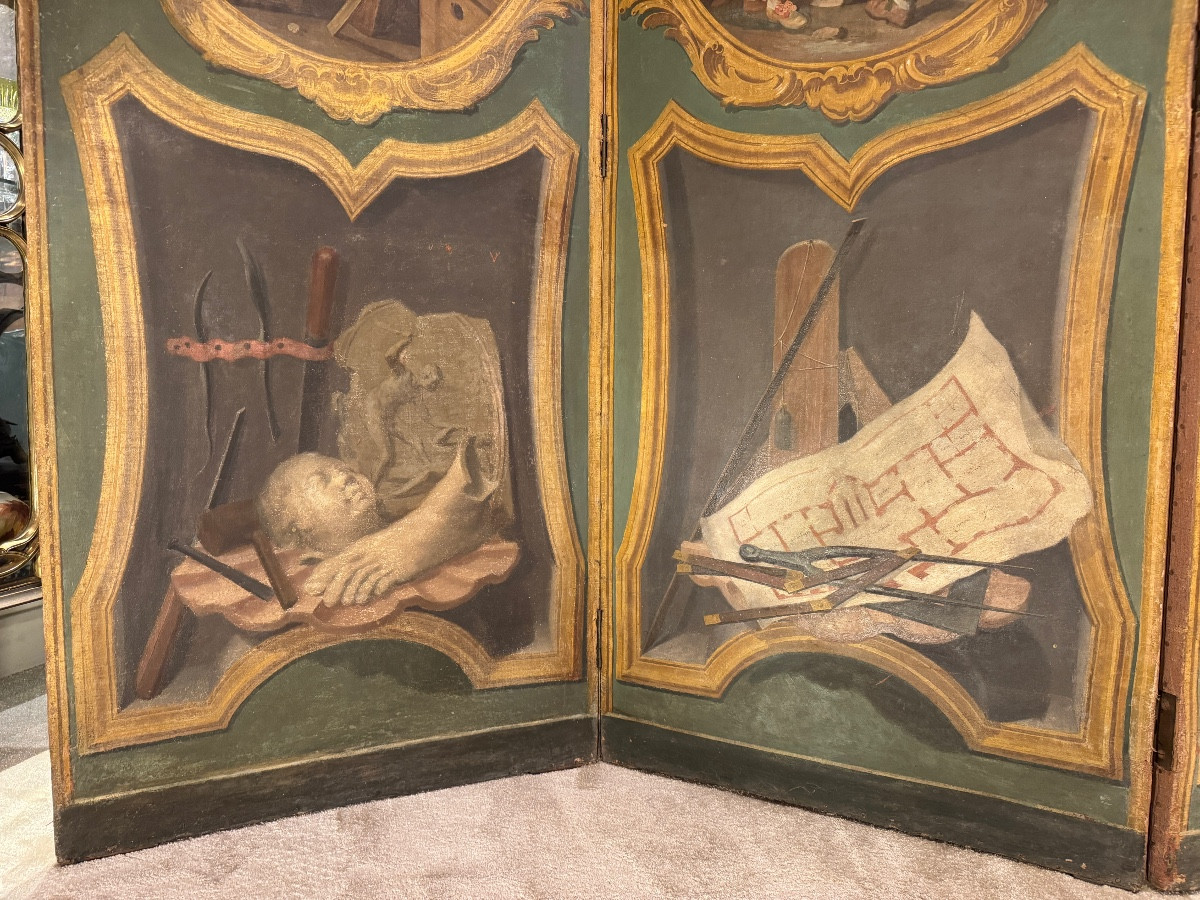 Paravent 6 feuilles d’époque Louis XV d’après Carl Van Loo XVIII ème siècle -photo-5