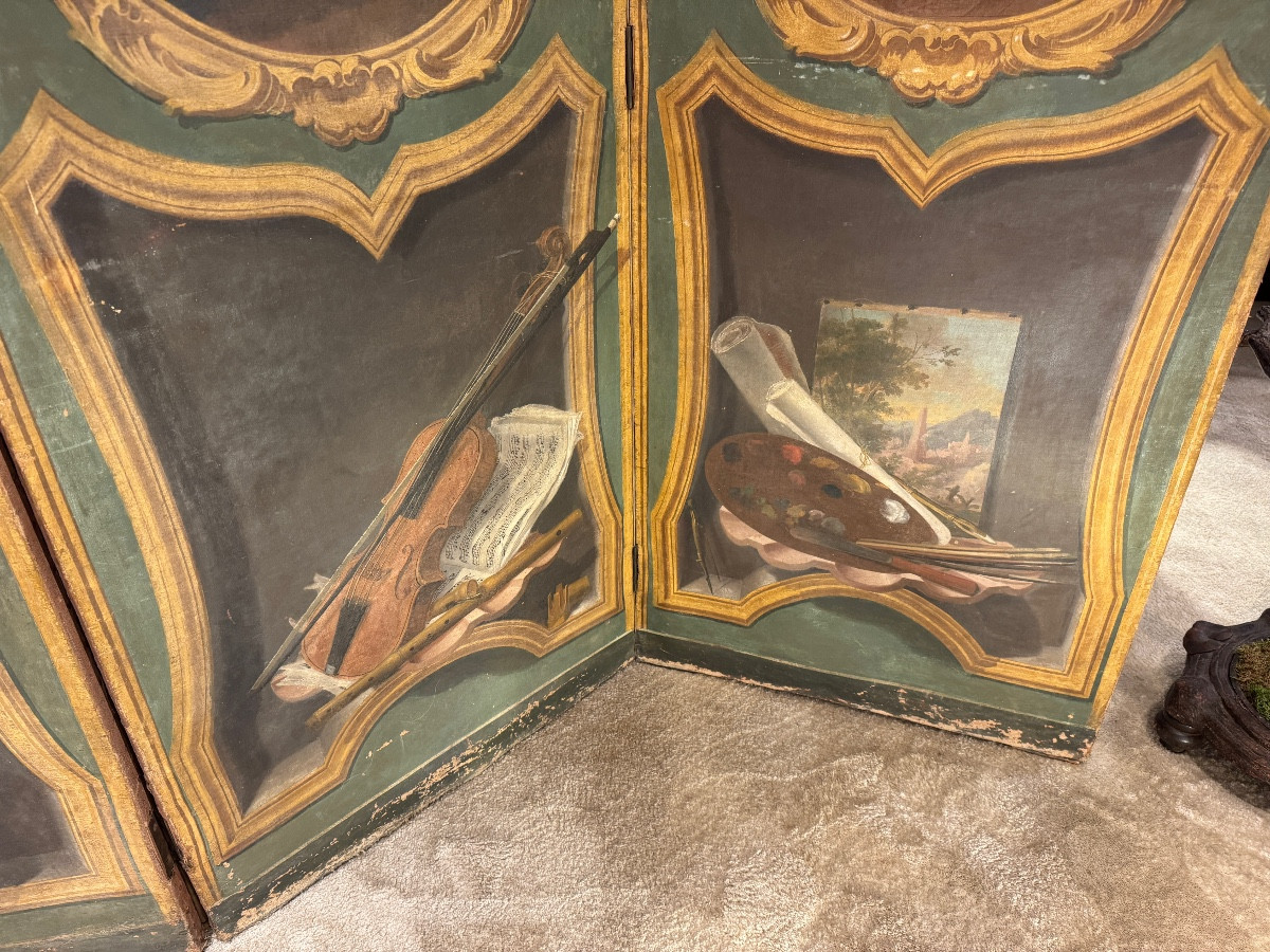 Paravent 6 feuilles d’époque Louis XV d’après Carl Van Loo XVIII ème siècle -photo-6