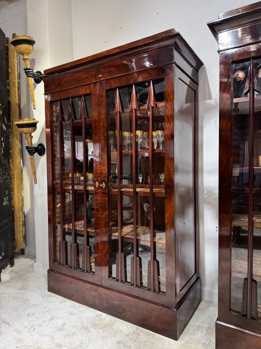 Paire de bibliotheques d’époque Empire en acajou flammé XIX éme siècle -photo-2