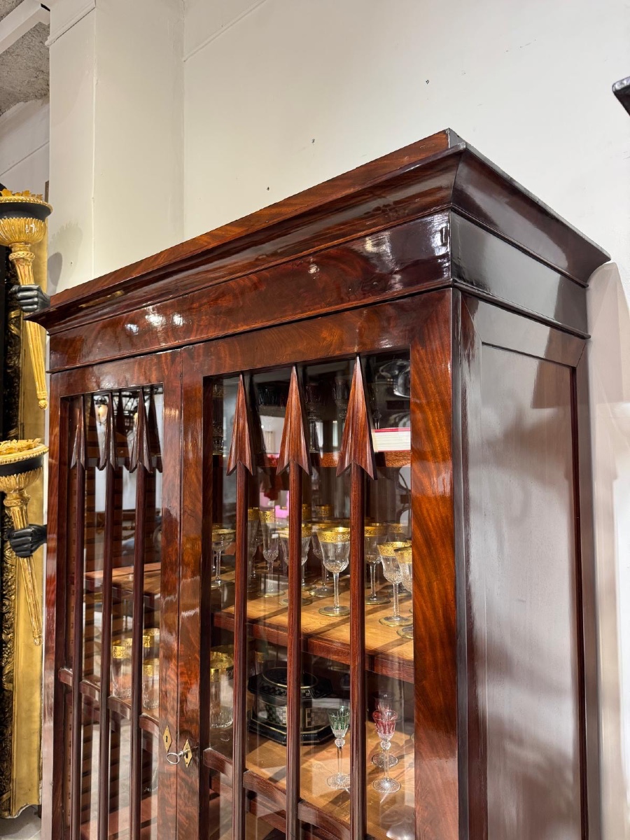 Paire de bibliotheques d’époque Empire en acajou flammé XIX éme siècle -photo-1