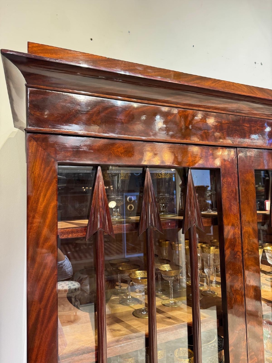 Paire de bibliotheques d’époque Empire en acajou flammé XIX éme siècle -photo-3