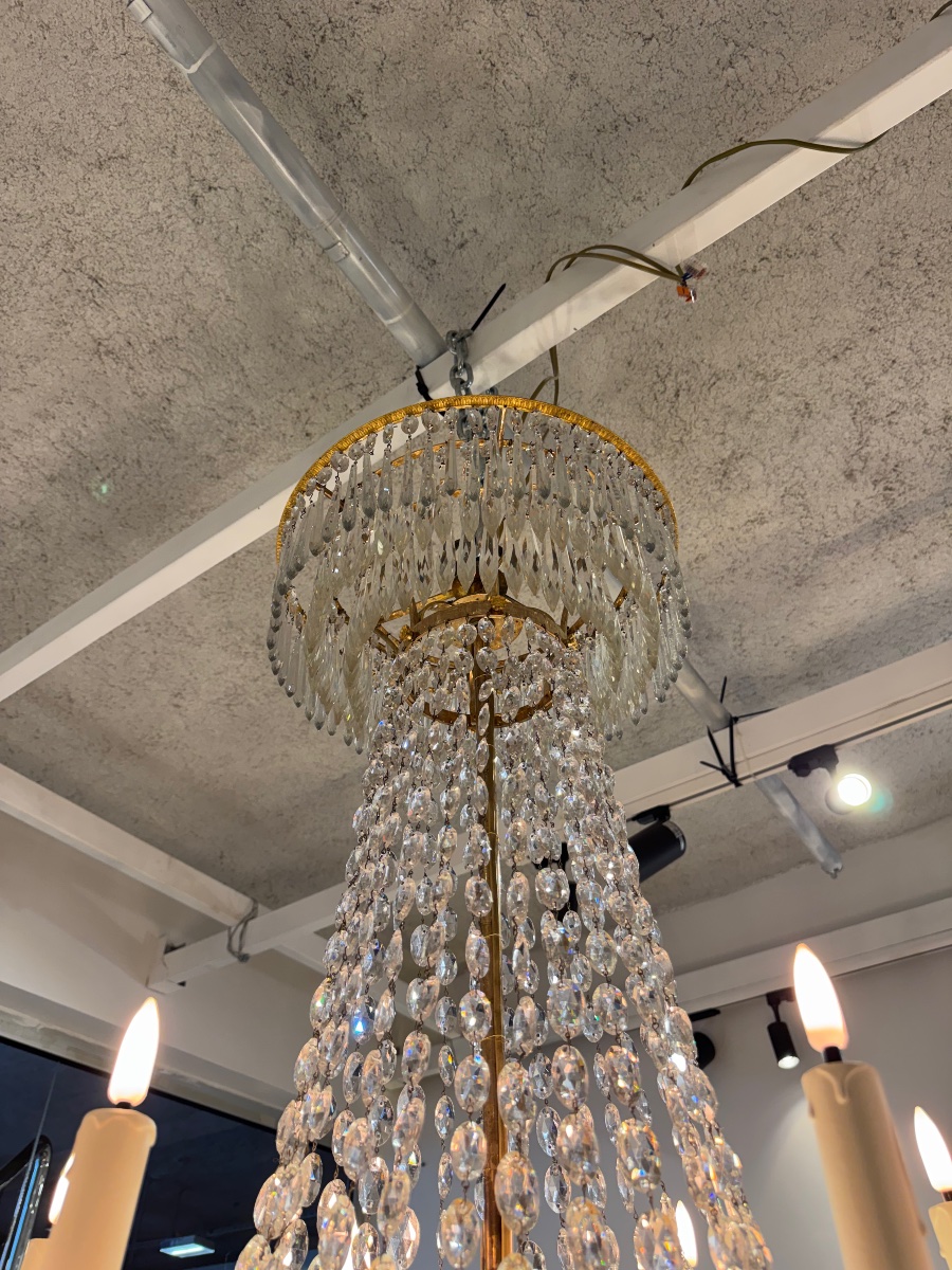 Empire Period Gilt Bronze Chandelier With Pendants-photo-7