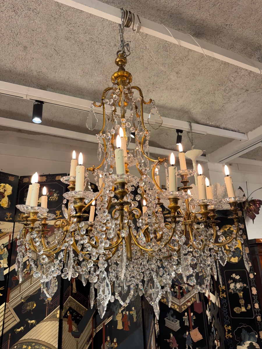 19th-century Bronze And Baccarat Crystal Chandelier -photo-2
