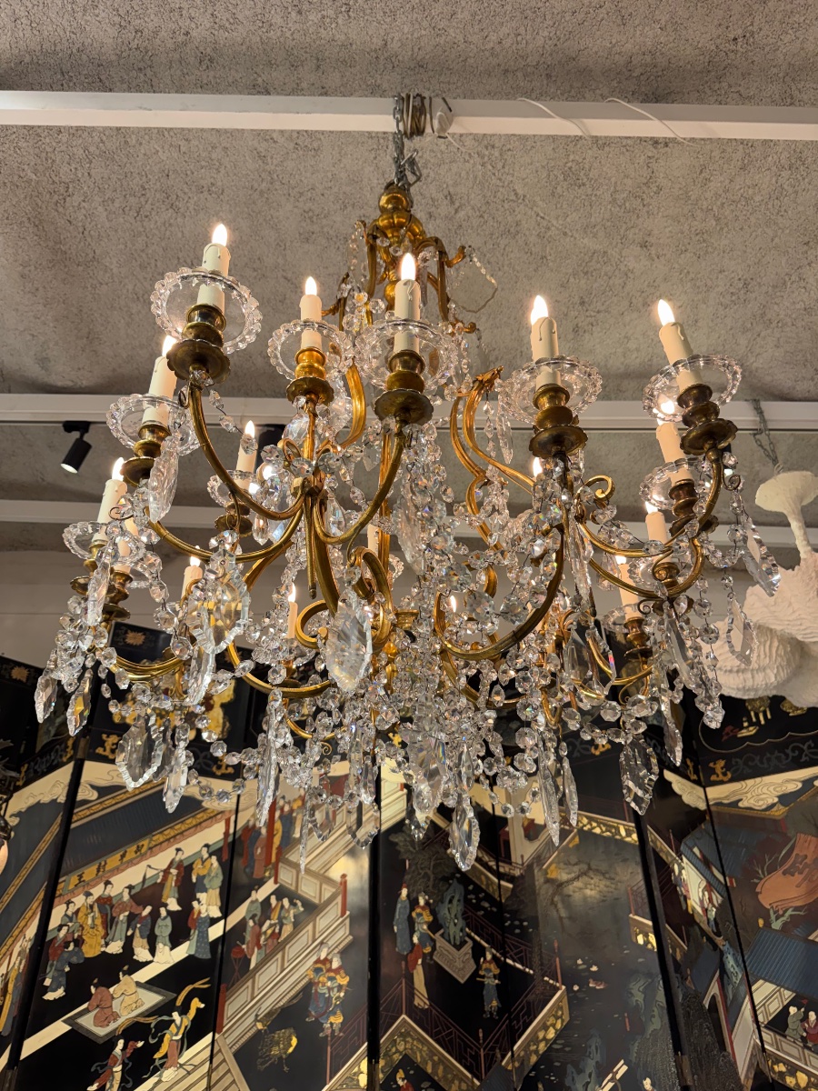 19th-century Bronze And Baccarat Crystal Chandelier -photo-3