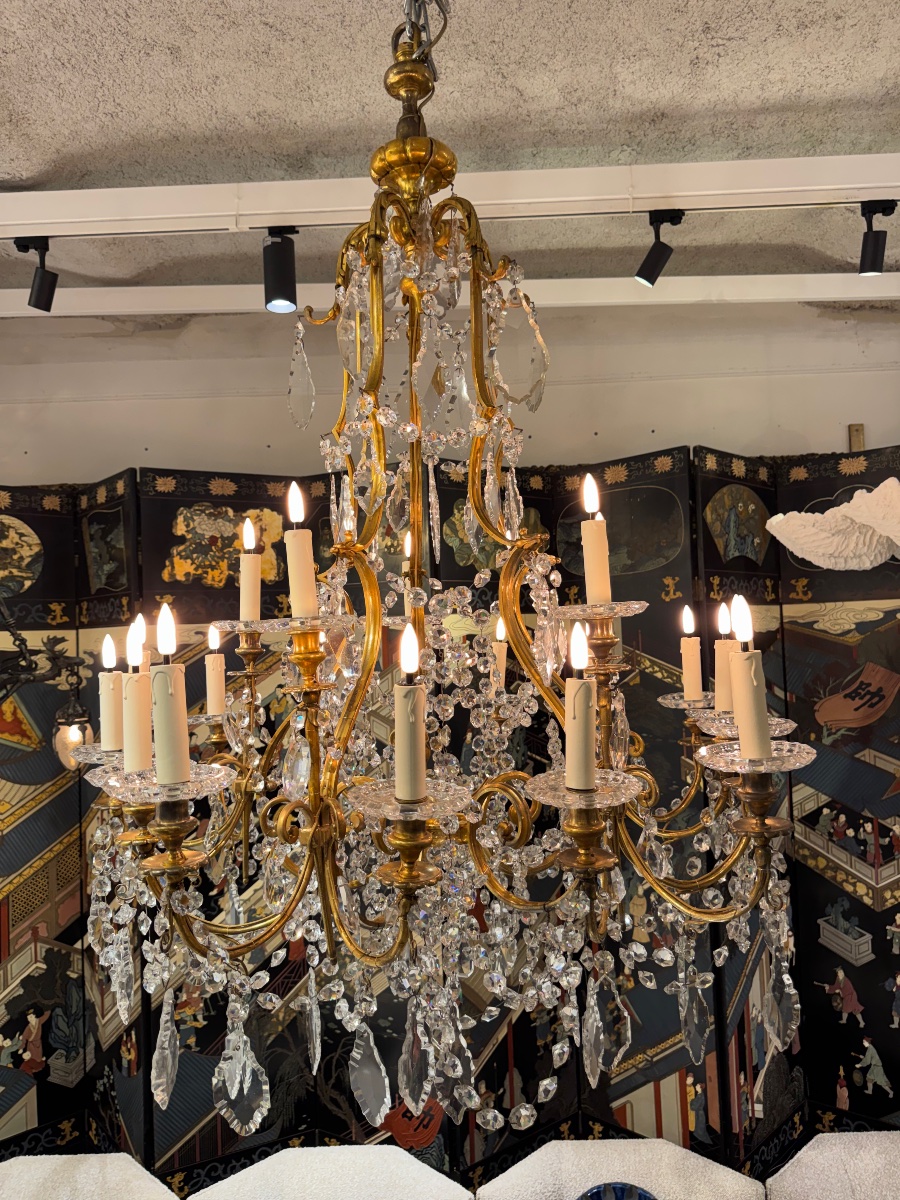 19th-century Bronze And Baccarat Crystal Chandelier -photo-4