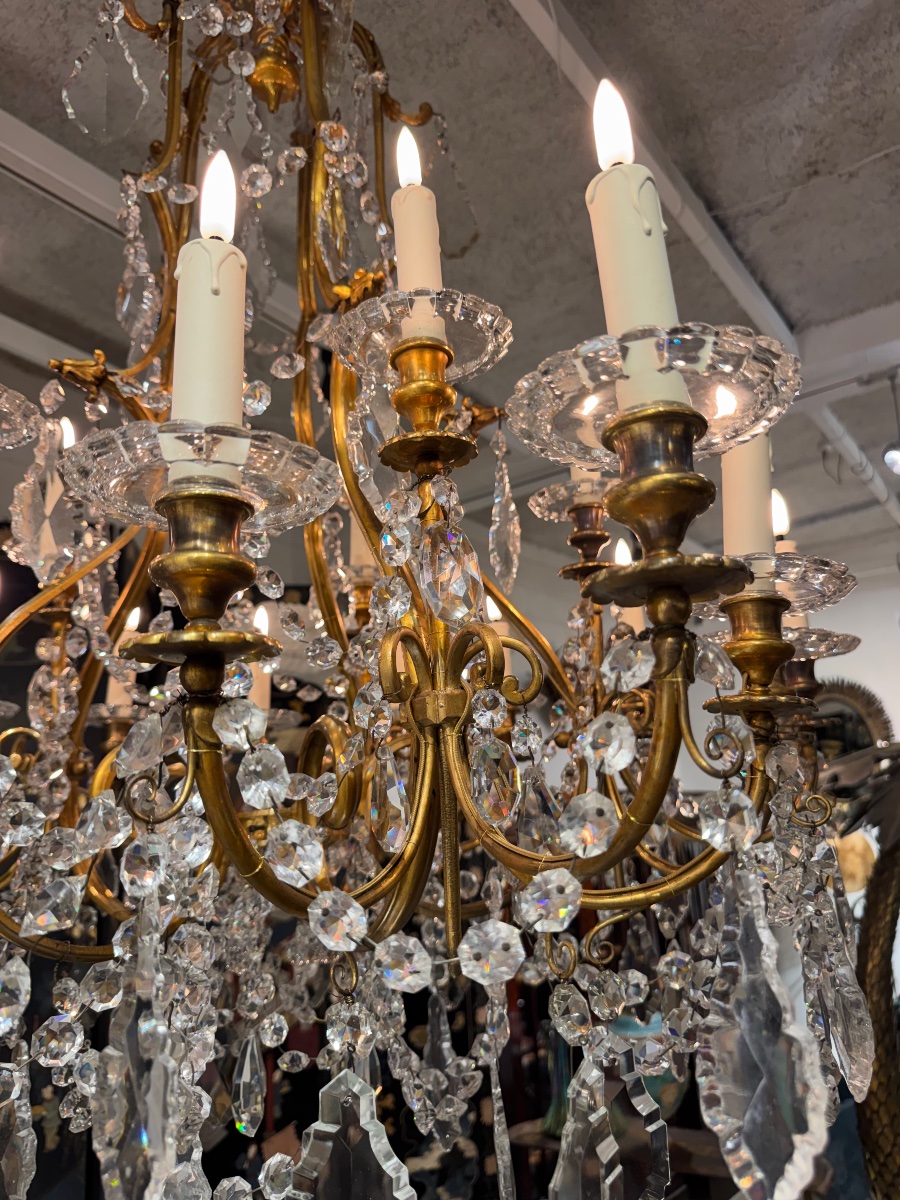 19th-century Bronze And Baccarat Crystal Chandelier -photo-1