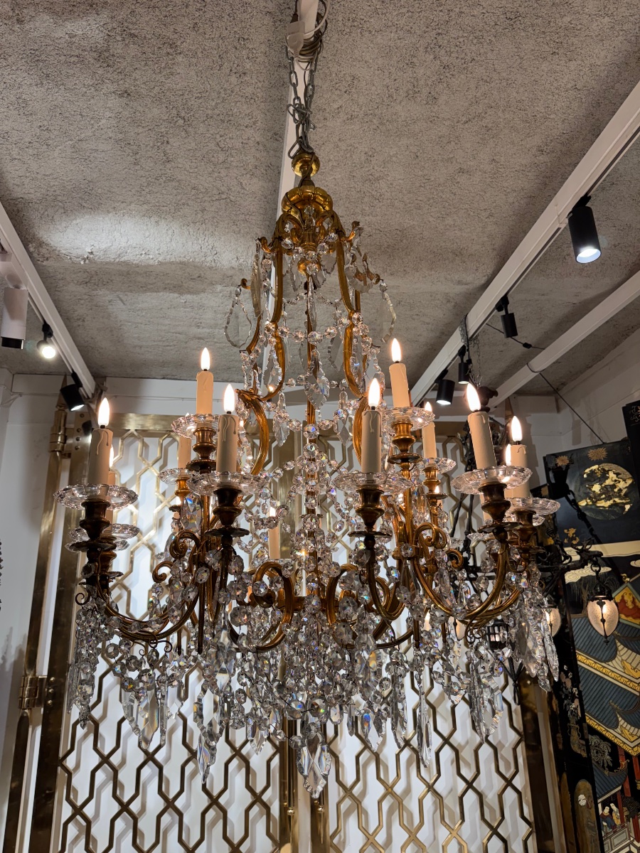 19th-century Bronze And Baccarat Crystal Chandelier -photo-2