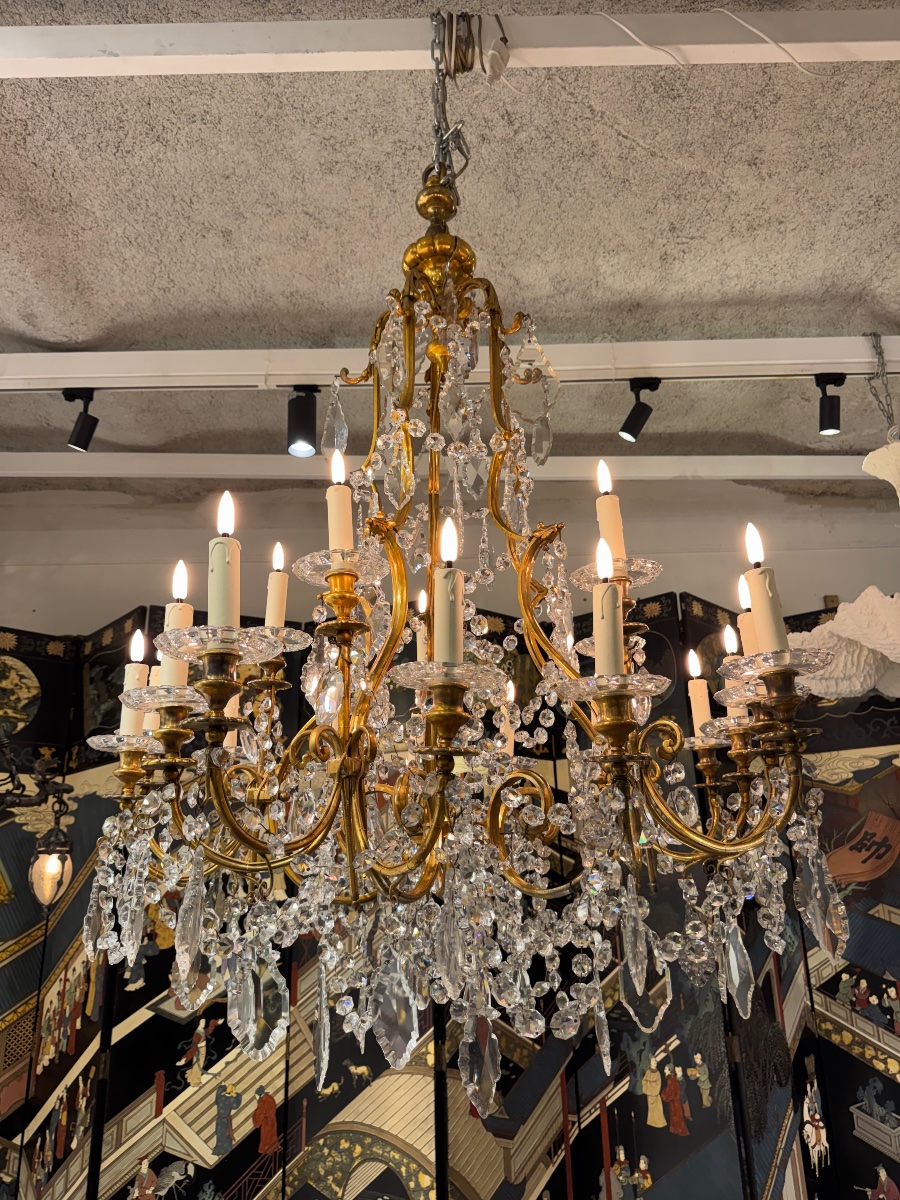 19th-century Bronze And Baccarat Crystal Chandelier 