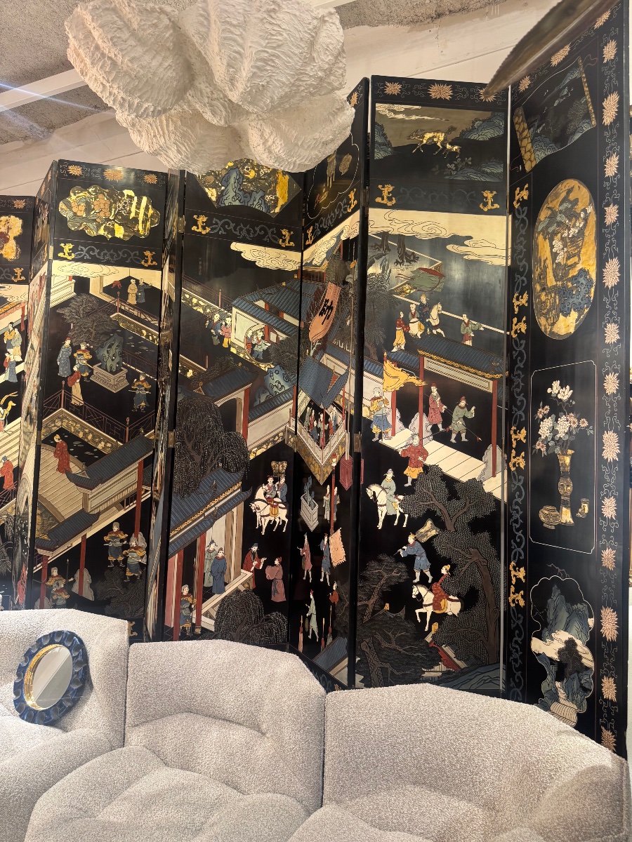 Monumental Chinese Coromandel Lacquer Screen, First Half Of The 20th Century -photo-3