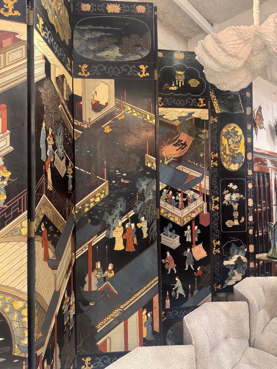Monumental Chinese Coromandel Lacquer Screen, First Half Of The 20th Century -photo-3
