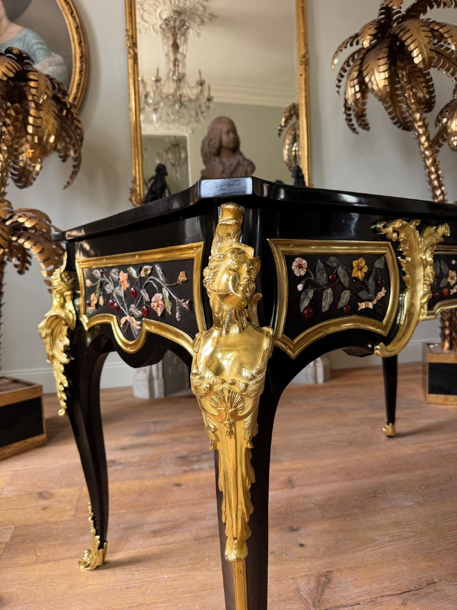 Flat Desk With Hardstone Inlay Attributed To Mathieu Befort -photo-3