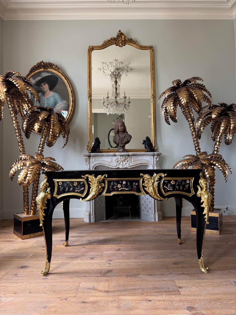 Flat Desk With Hardstone Inlay Attributed To Mathieu Befort 