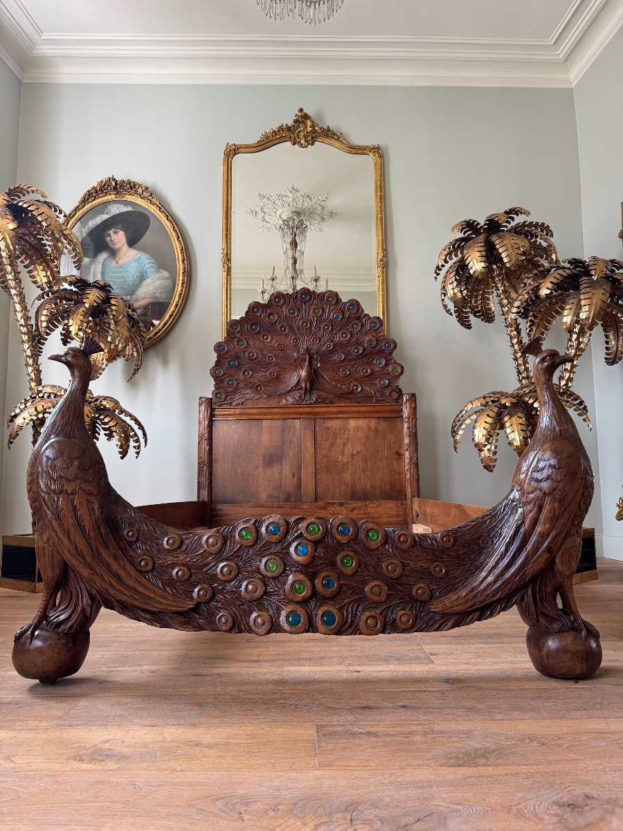 Lit de repos aux Paons d’époque Art Nouveau -photo-4