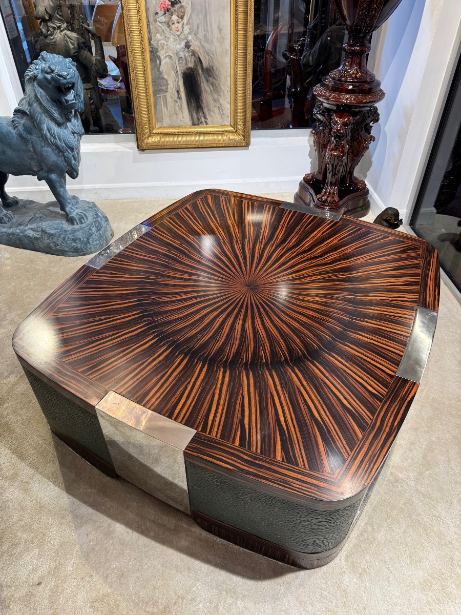 Table basse de style Art déco en ébène de Macassar vers 1970-photo-2