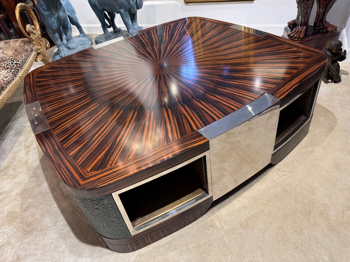Table basse de style Art déco en ébène de Macassar vers 1970-photo-4