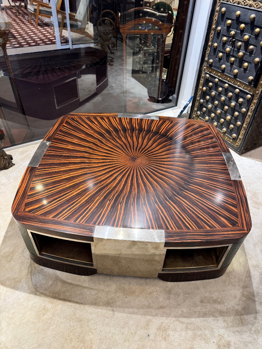 Table basse de style Art déco en ébène de Macassar vers 1970-photo-1