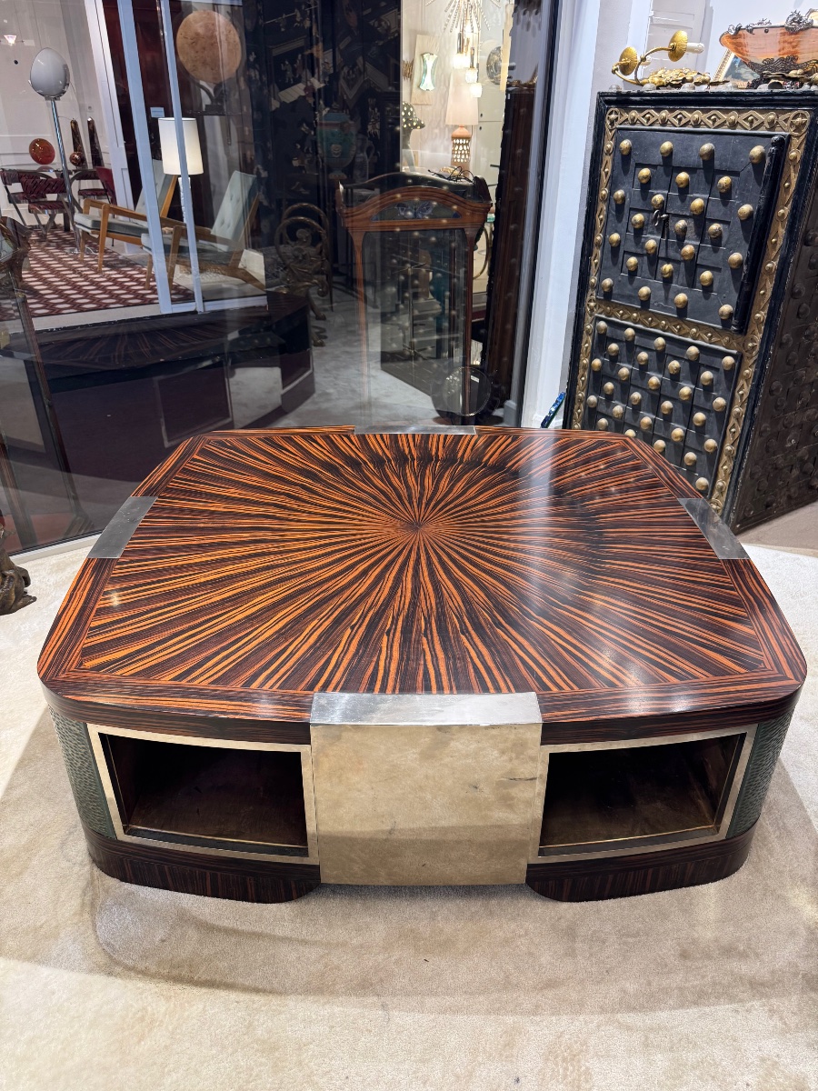 Table basse de style Art déco en ébène de Macassar vers 1970-photo-2