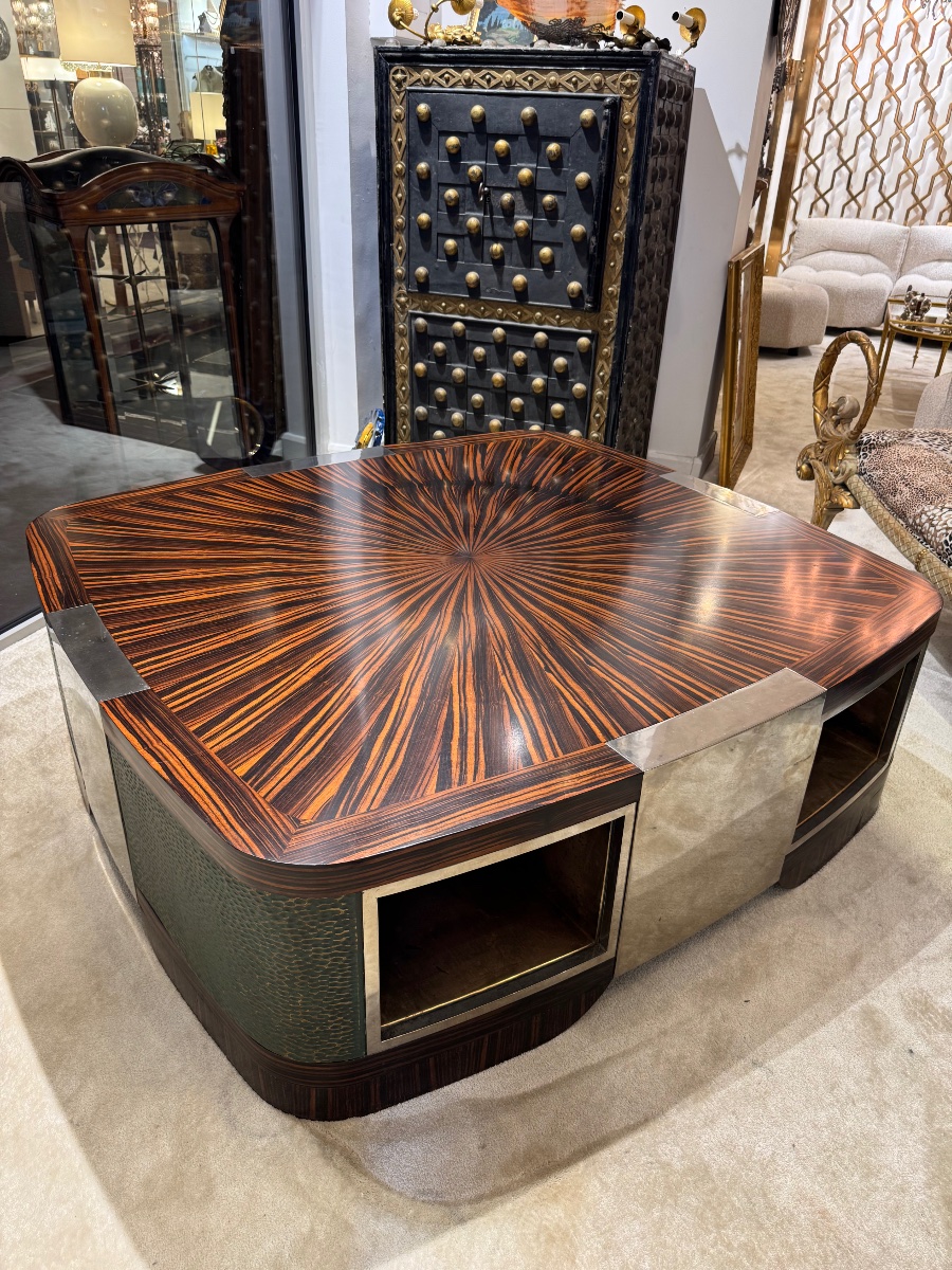 Table basse de style Art déco en ébène de Macassar vers 1970-photo-3