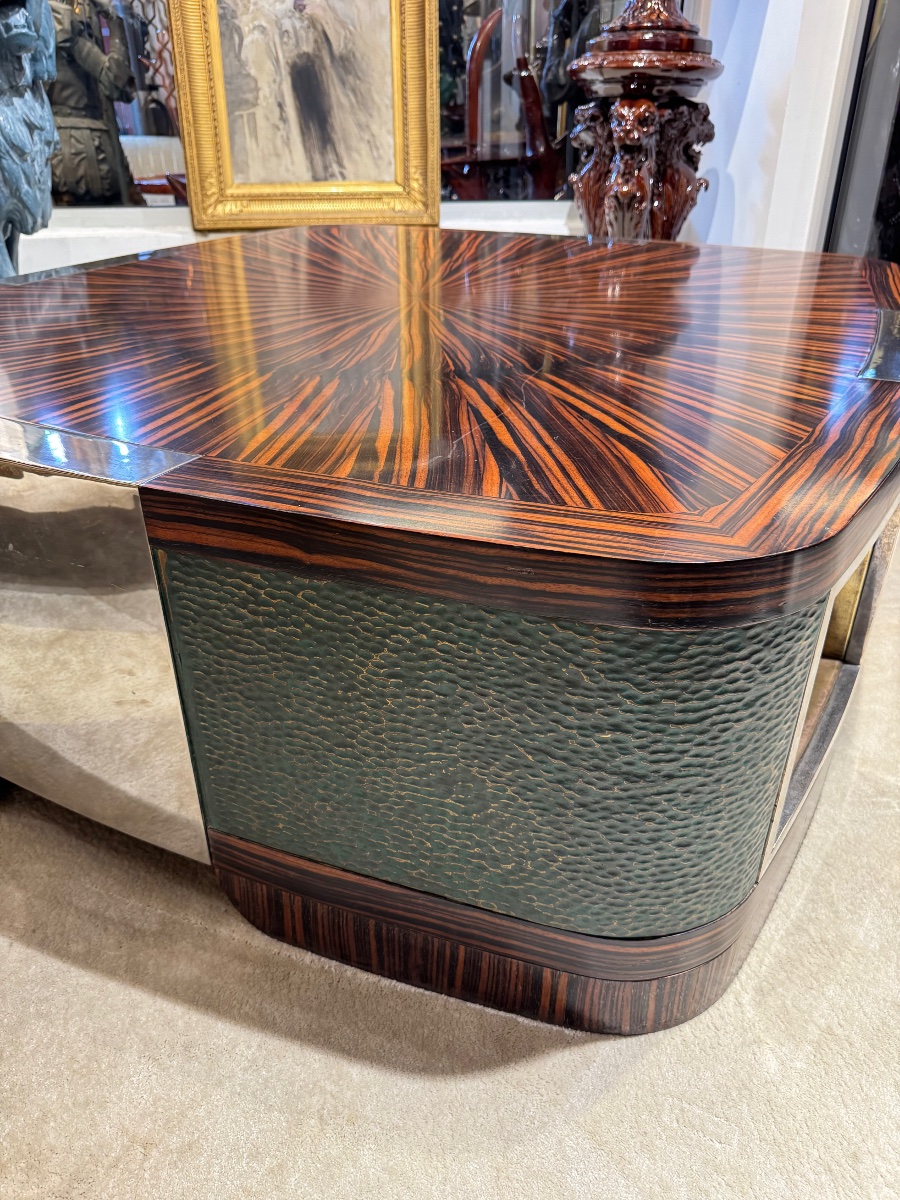 Table basse de style Art déco en ébène de Macassar vers 1970-photo-4