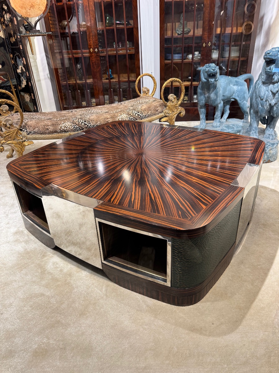 Table basse de style Art déco en ébène de Macassar vers 1970-photo-6