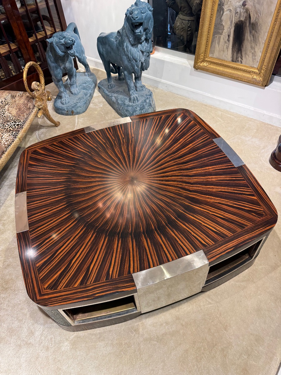 Table basse de style Art déco en ébène de Macassar vers 1970-photo-7