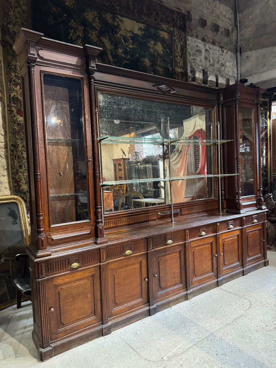 19th-century Oak Bar Back, Handcrafted Piece -photo-3