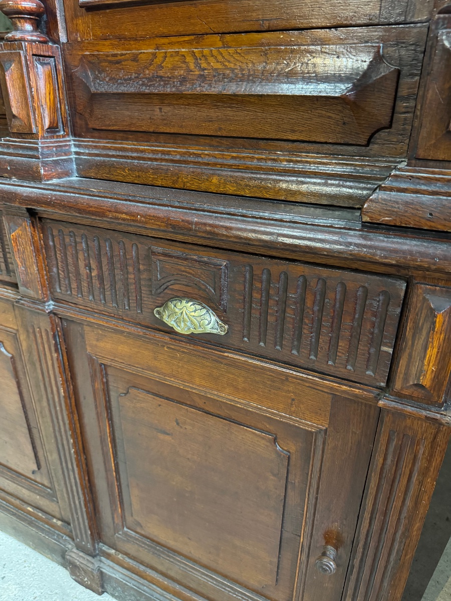 19th-century Oak Bar Back, Handcrafted Piece -photo-4