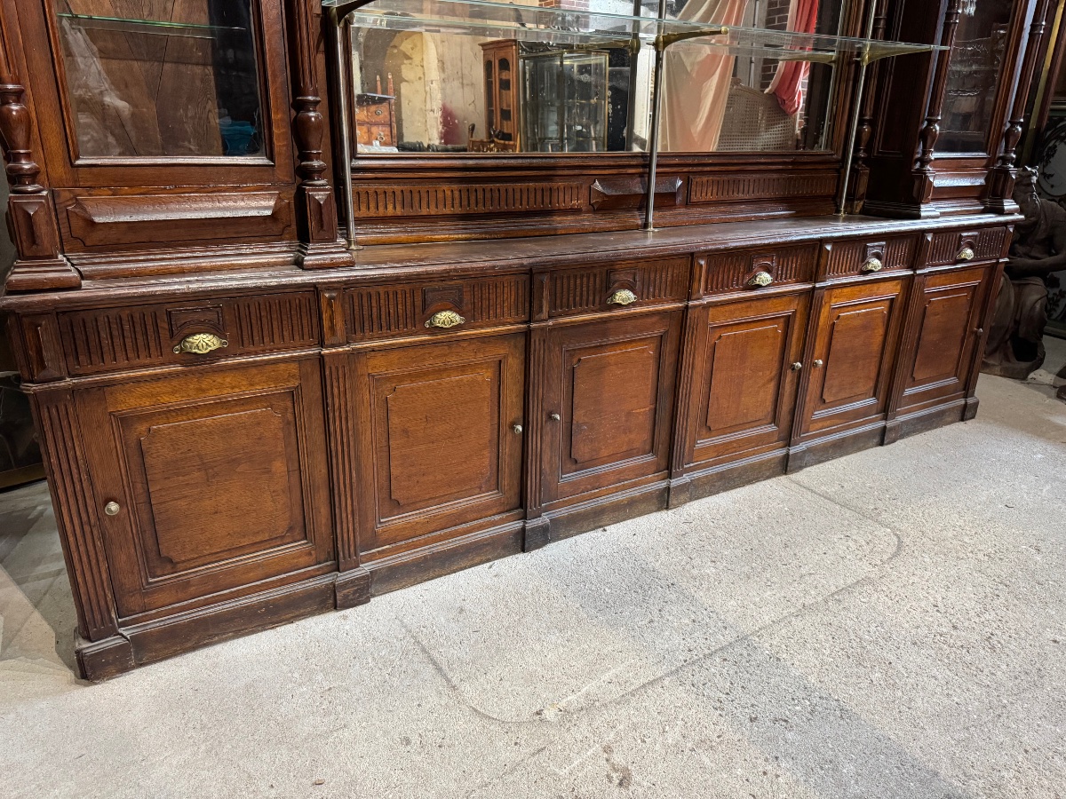 19th-century Oak Bar Back, Handcrafted Piece -photo-3