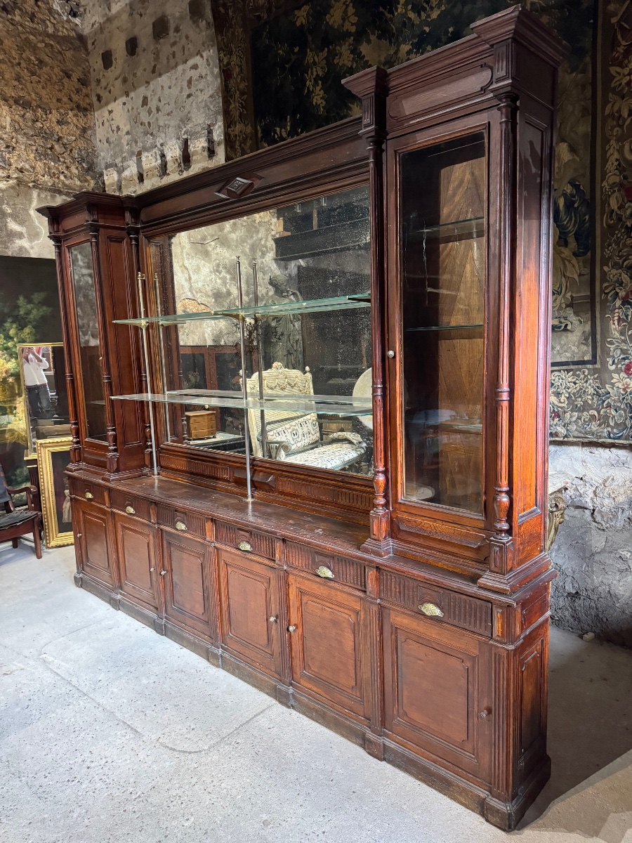 19th-century Oak Bar Back, Handcrafted Piece -photo-4