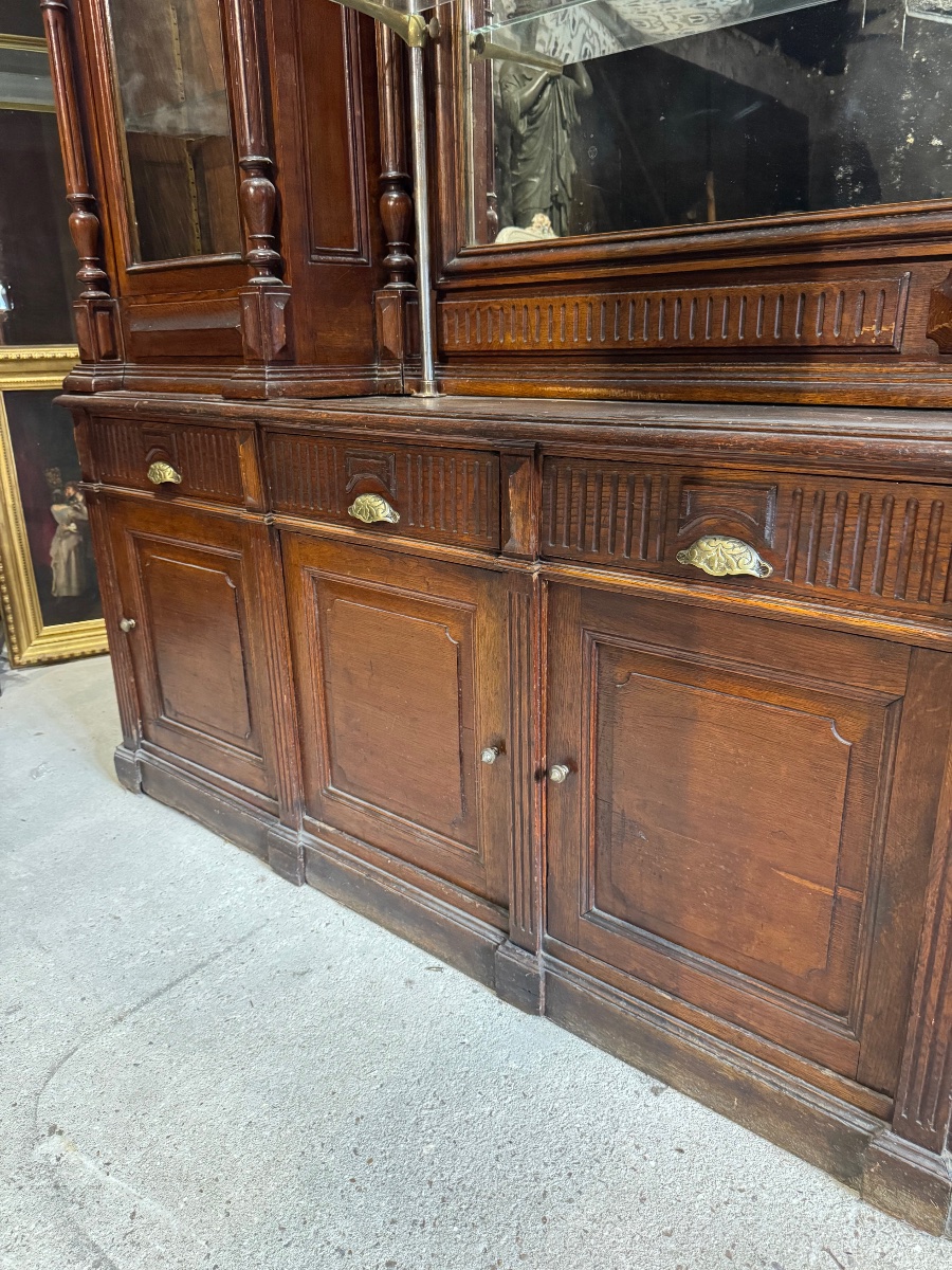 19th-century Oak Bar Back, Handcrafted Piece -photo-7