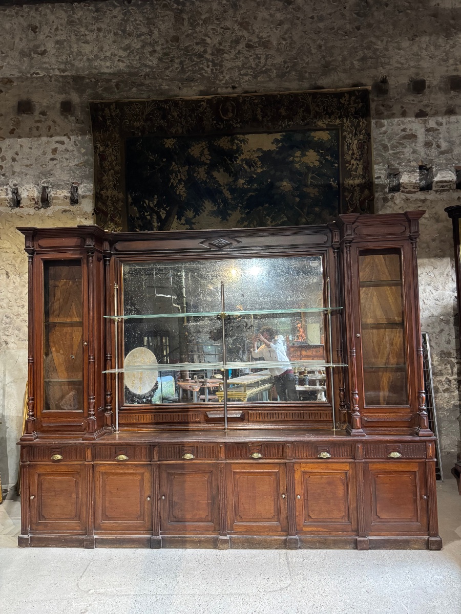 19th-century Oak Bar Back, Handcrafted Piece -photo-8