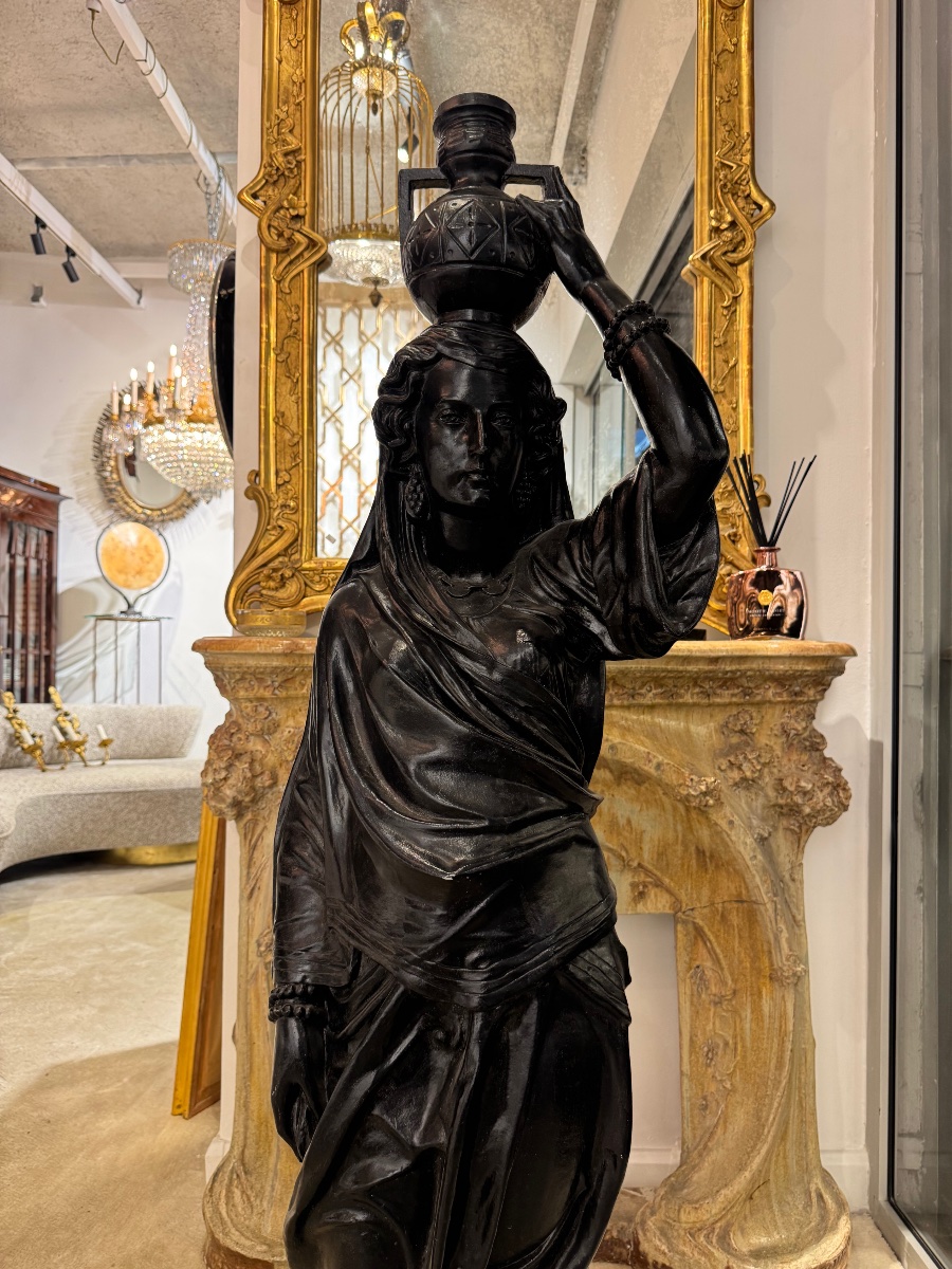 Statue orientaliste « Mauresque » en fonte de fer du Val d’osne  XIX ème siècle -photo-3