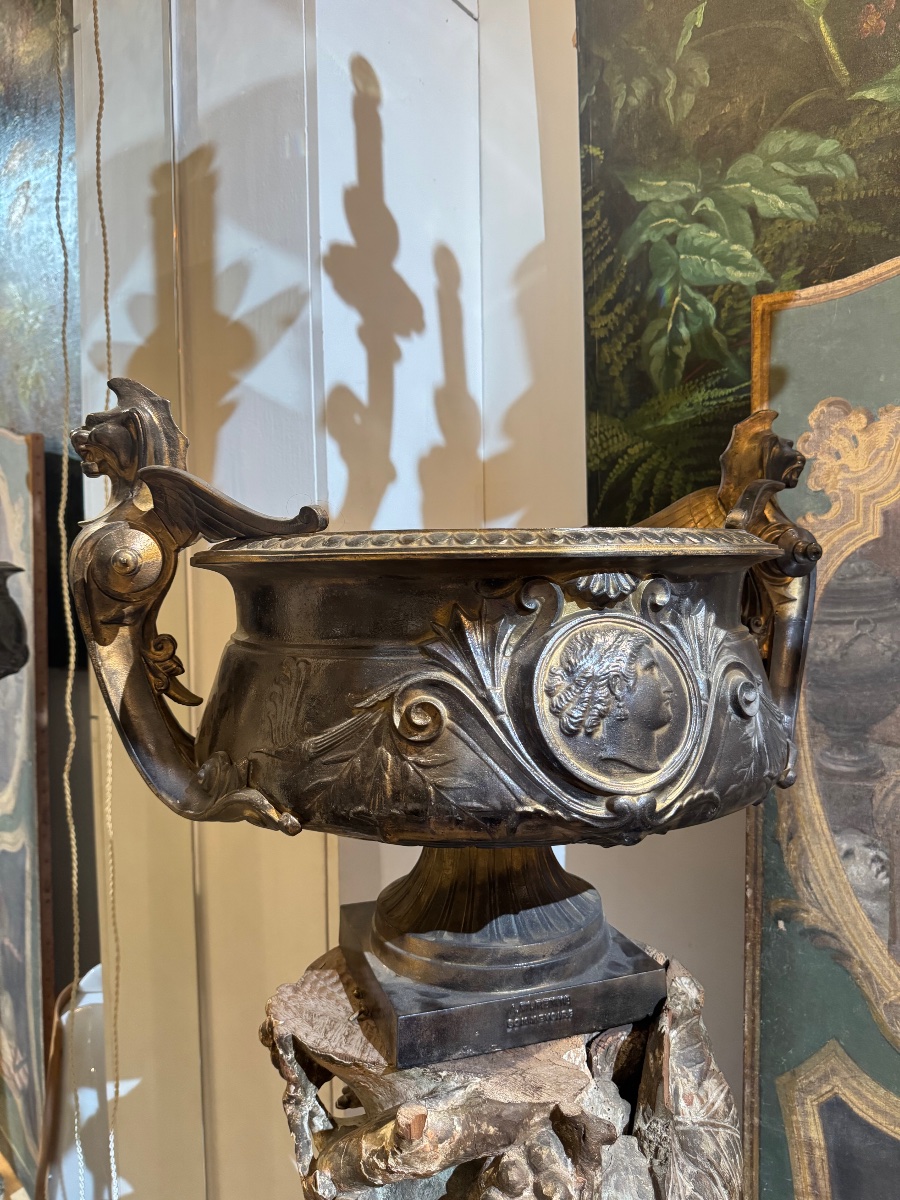 Val D’osne Cast-iron Vase By Durenne, 19th Century -photo-2