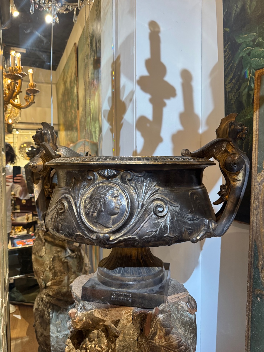 Val D’osne Cast-iron Vase By Durenne, 19th Century -photo-3