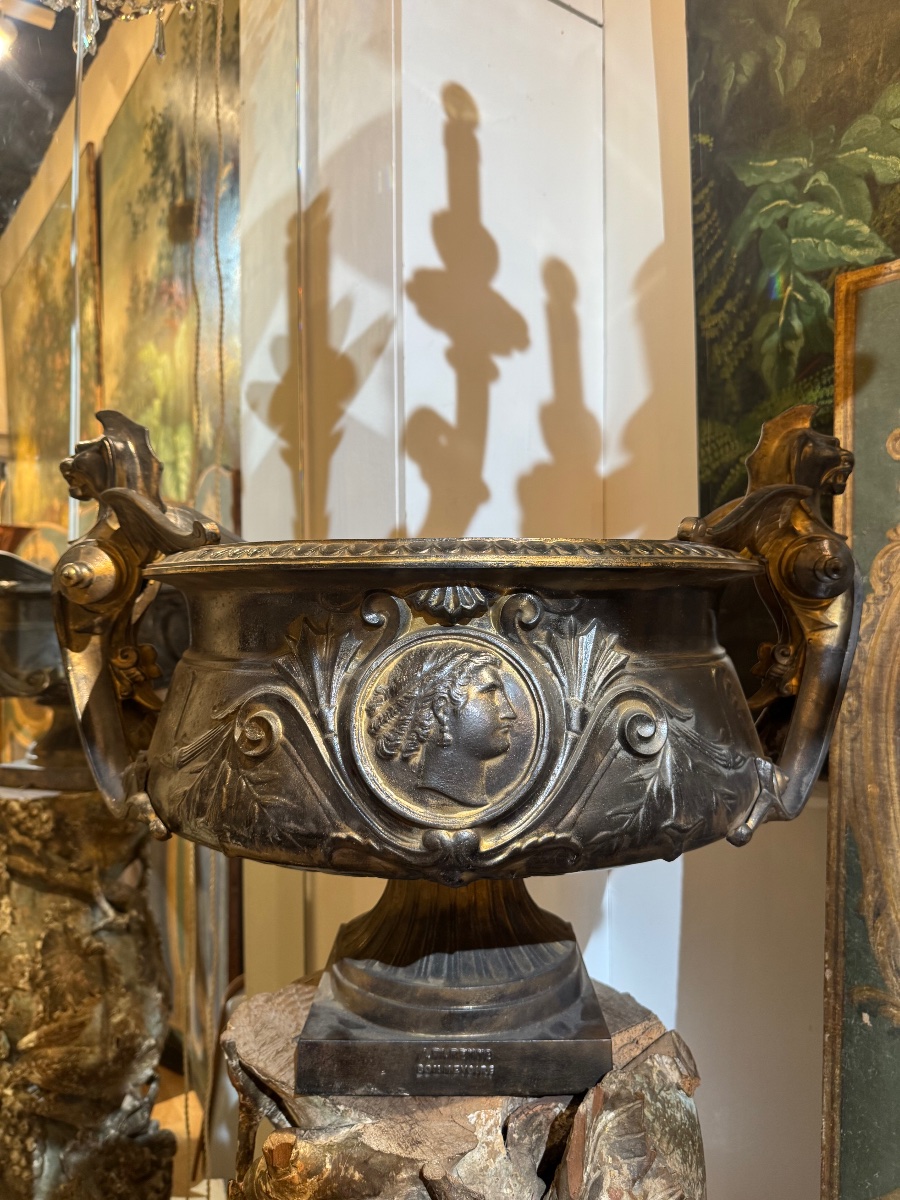 Val D’osne Cast-iron Vase By Durenne, 19th Century -photo-2