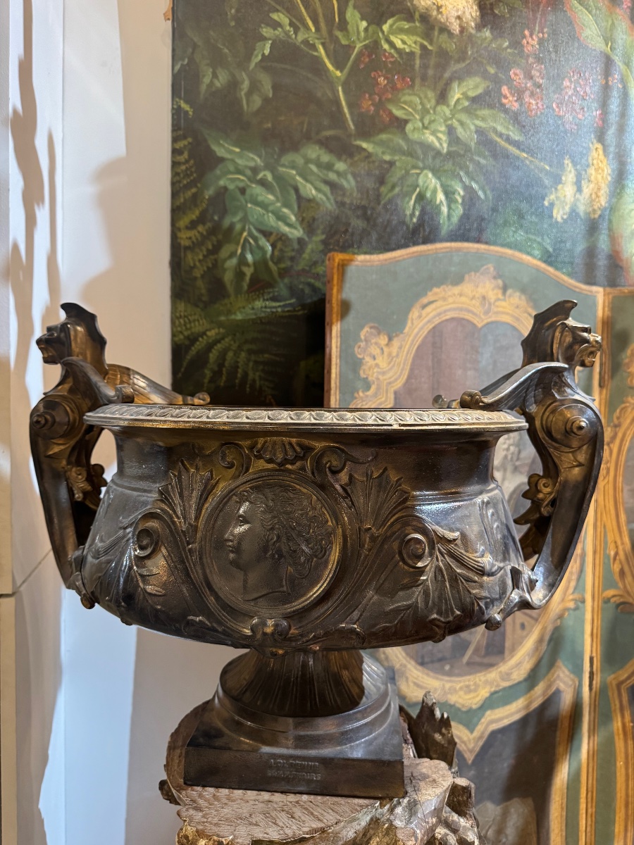 Val D’osne Cast-iron Vase By Durenne, 19th Century -photo-5
