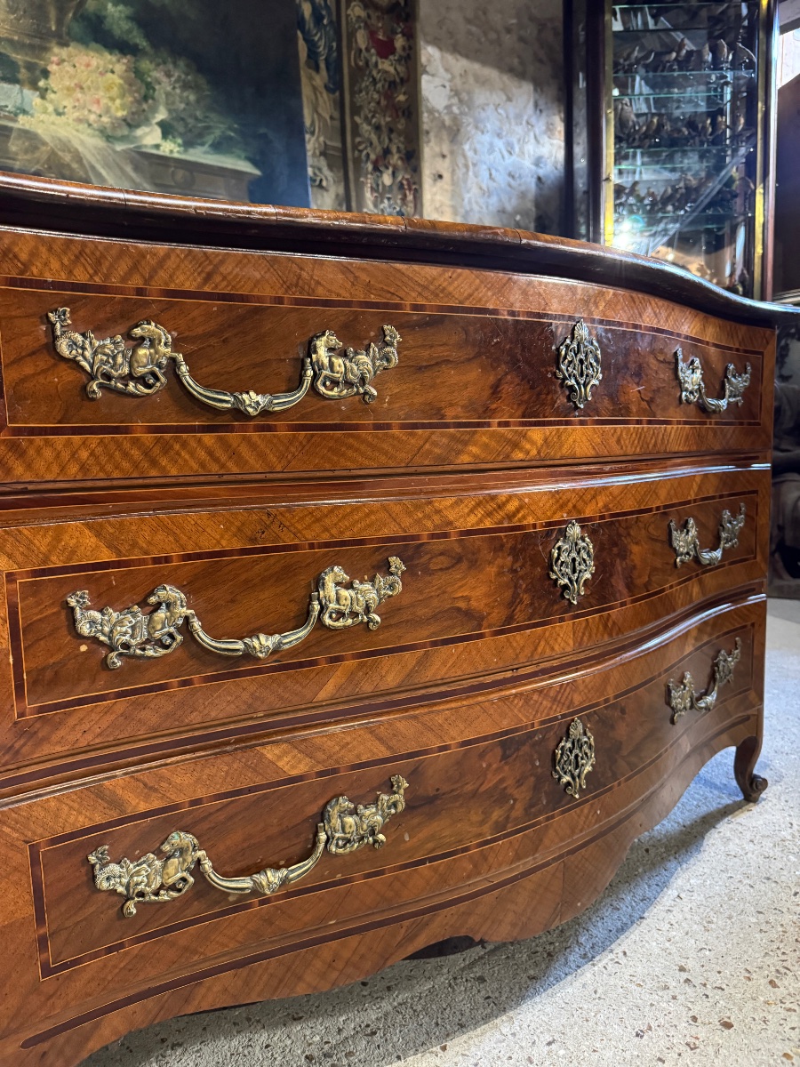 Commode d’époque Louis XV Alsacienne en marqueterie XVIII ème siècle -photo-3