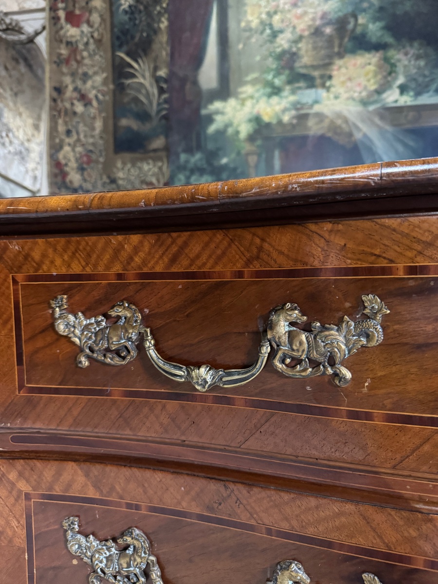 Commode d’époque Louis XV Alsacienne en marqueterie XVIII ème siècle -photo-1