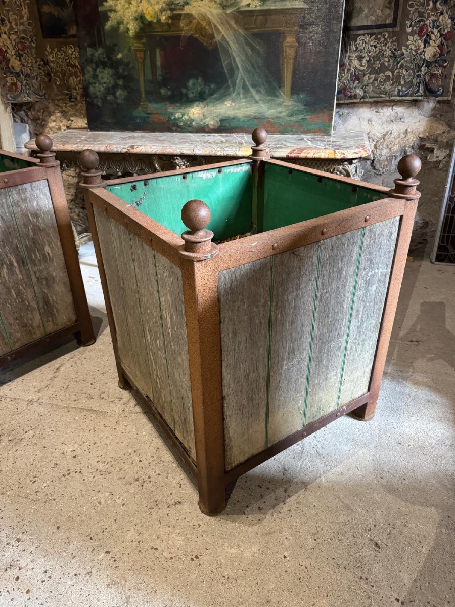 Paire de monumentaux bacs à Orangers du milieu du 20 ème siècle -photo-7