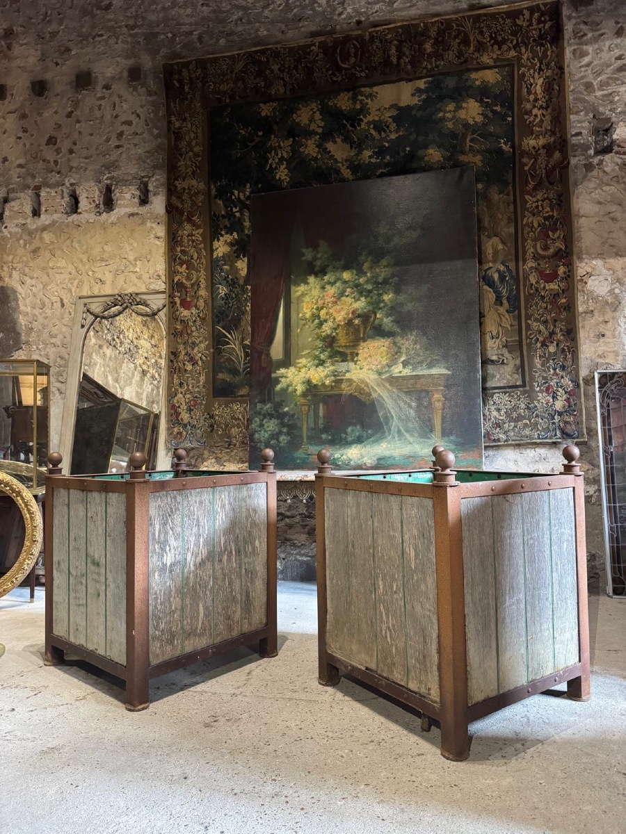 Paire de monumentaux bacs à Orangers du milieu du 20 ème siècle 