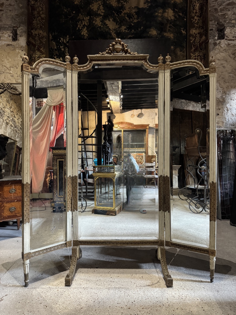 Louis XVI-style Triptych Mirror From The Napoleon III Era -photo-4