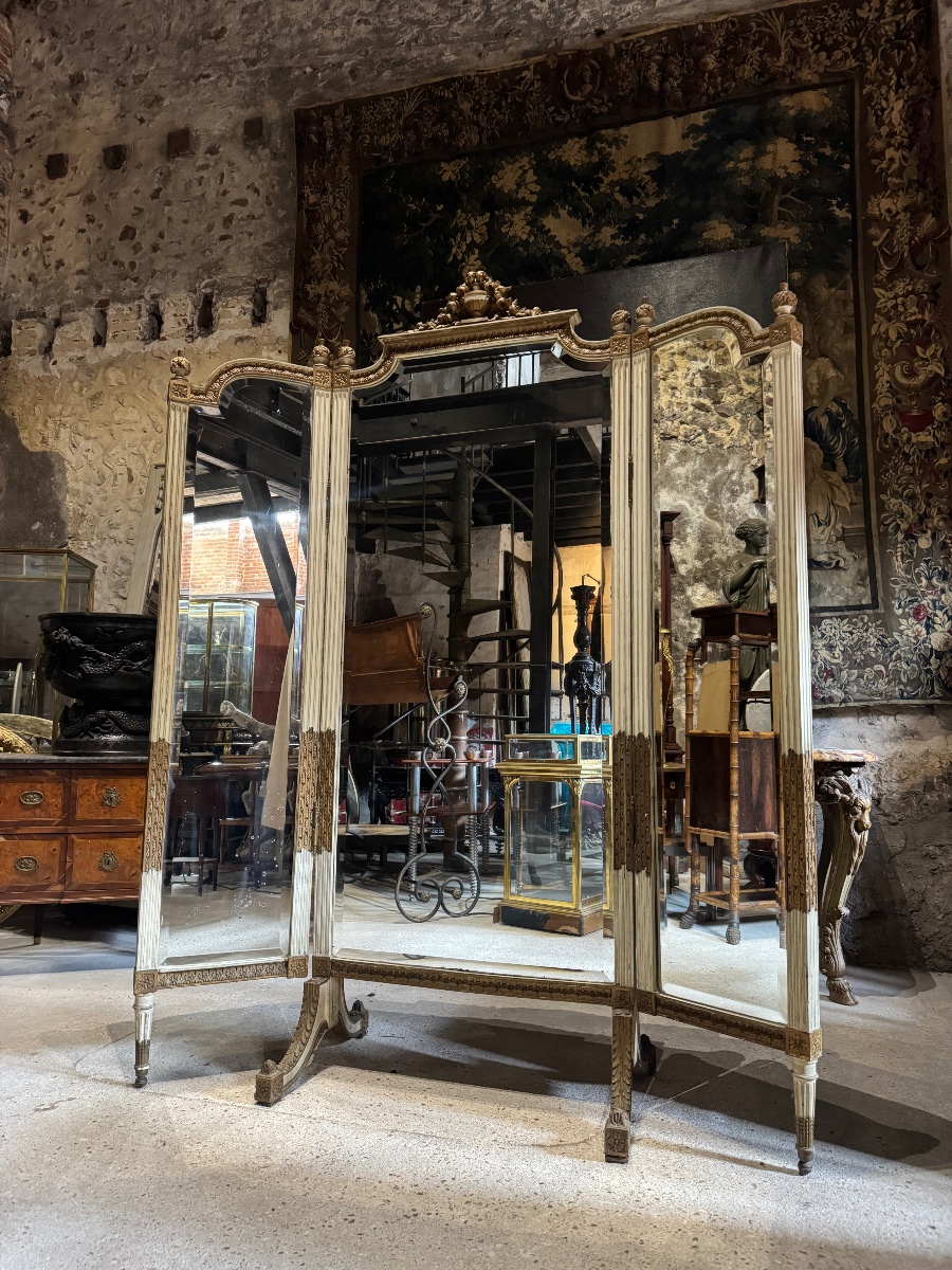 Louis XVI-style Triptych Mirror From The Napoleon III Era -photo-5