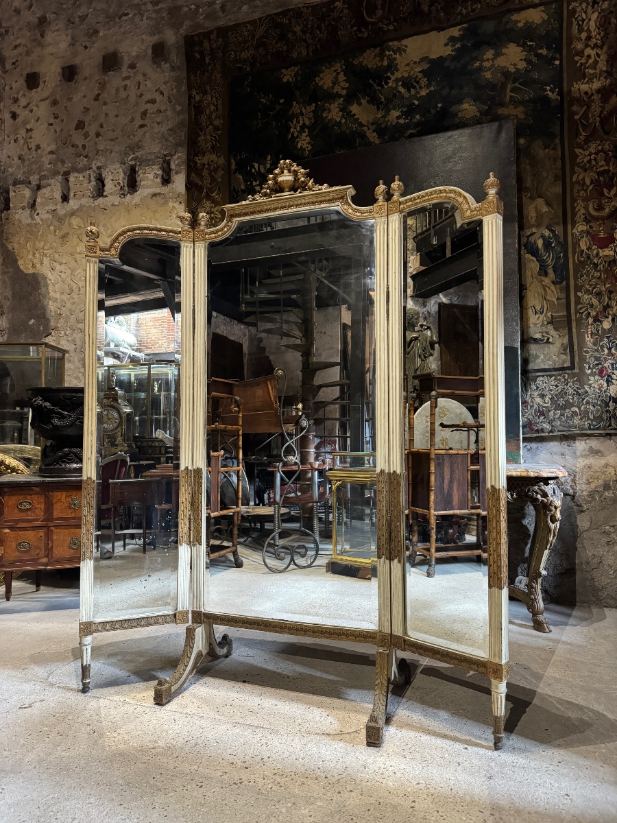 Louis XVI-style Triptych Mirror From The Napoleon III Era 