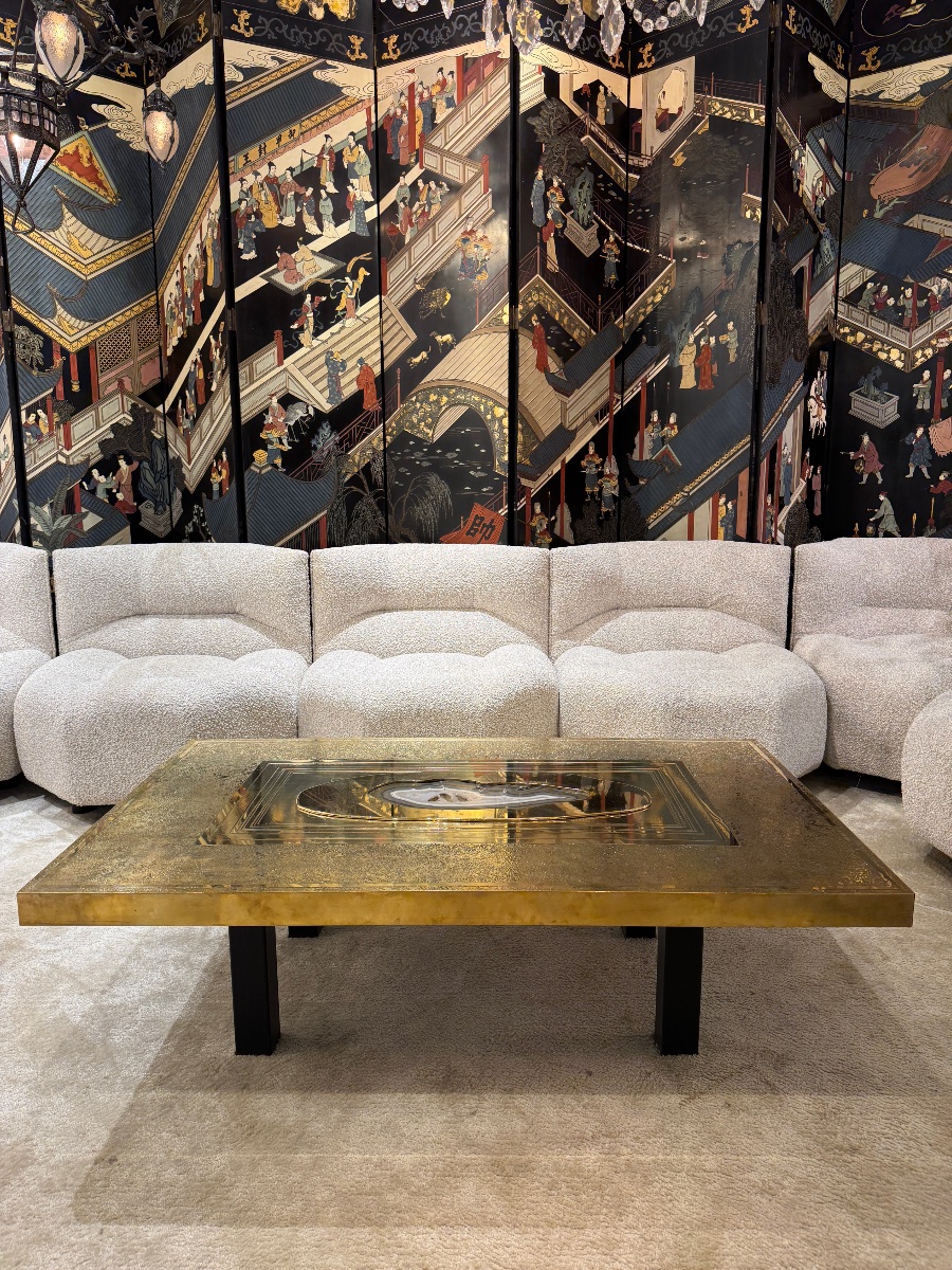 Brass And Agathe Coffee Table Designed By Willy Daro-photo-2