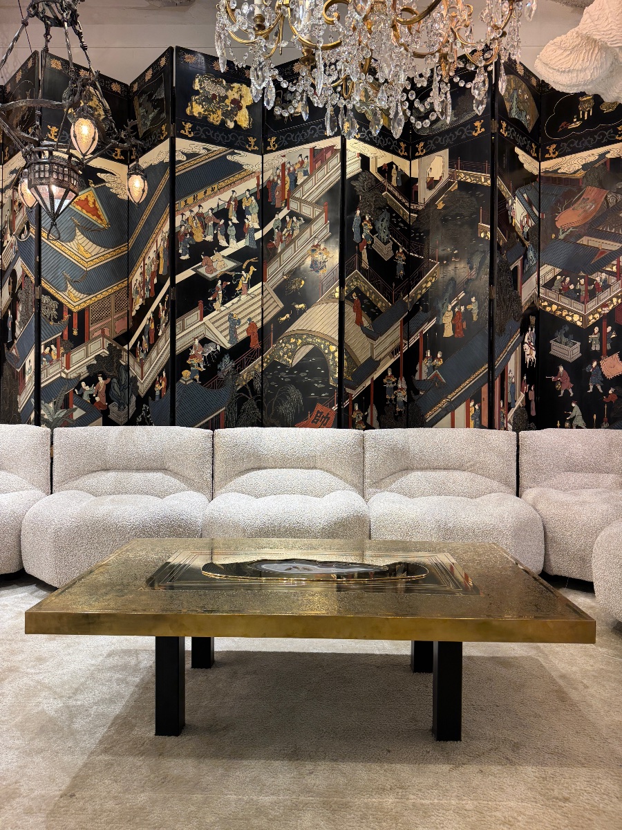 Brass And Agathe Coffee Table Designed By Willy Daro-photo-3
